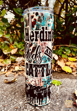 Load image into Gallery viewer, Herding Kids and Cattle 30oz cowhide tumbler cute western tumbler