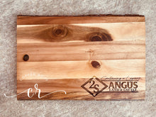 Load image into Gallery viewer, Custom Personalized Engraved Live Edge Board 18x12 Acacia Custom Board