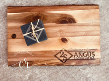 Load image into Gallery viewer, Custom Personalized Engraved Live Edge Board 18x12 Acacia Custom Board