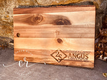Load image into Gallery viewer, Custom Personalized Engraved Live Edge Board 18x12 Acacia Custom Board