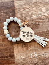Load image into Gallery viewer, Custom Keychain Bracelets / Laser Engraved Keychain Bracelets / Momma Keychain Bracelet/ Thou Shall Not Try Me / Behind Every Bad Bitch
