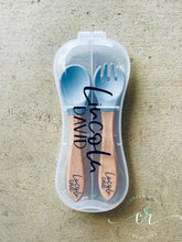 Load image into Gallery viewer, Personalized Silicone Utensil Set / Baby- Kid Utensil Set / Engraved Utensil Set