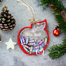 Load image into Gallery viewer, Shaker! Apple Christmas Ornament /  Shaker Ornament / Custom Teacher Ornament