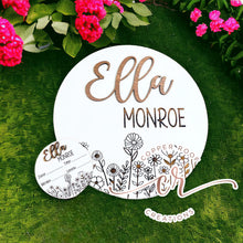 Load image into Gallery viewer, Custom Nursery Name Sign / Baby Name Sign / Baby Announcement Sign