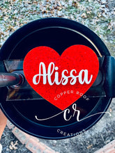 Load image into Gallery viewer, Valentine’s Stanley Cup Topper / Heart Stanley Topper / H2.0 Stanley Cup Topper Custom Cup Topper/ Tumbler Tag