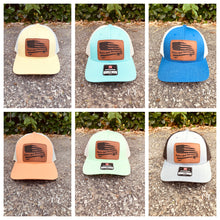 Load image into Gallery viewer, United we stand, disarmed we fall Richardson 112 hat custom laser engraved personalized leather patch hat SnapBack mesh back hat