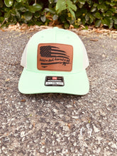 Load image into Gallery viewer, United we stand, disarmed we fall Richardson 112 hat custom laser engraved personalized leather patch hat SnapBack mesh back hat