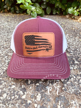Load image into Gallery viewer, United we stand, disarmed we fall Richardson 112 hat custom laser engraved personalized leather patch hat SnapBack mesh back hat