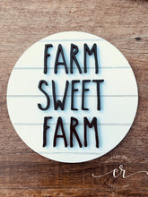 Load image into Gallery viewer, Farm Sweet Farm Tiered Tray Set Laser Cut Wood Kitchen Decor Home tiered tray signs mini sign set