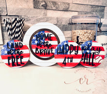 Load image into Gallery viewer, Fourth of July Theme / Summer Theme Interchangeable Shiplap Laser cut Sign with Stand 4th of July