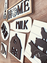 Load image into Gallery viewer, Farm Sweet Farm Tiered Tray Set Laser Cut Wood Kitchen Decor Home tiered tray signs mini sign set