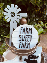 Load image into Gallery viewer, Farm Sweet Farm Tiered Tray Set Laser Cut Wood Kitchen Decor Home tiered tray signs mini sign set