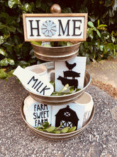 Load image into Gallery viewer, Farm Sweet Farm Tiered Tray Set Laser Cut Wood Kitchen Decor Home tiered tray signs mini sign set