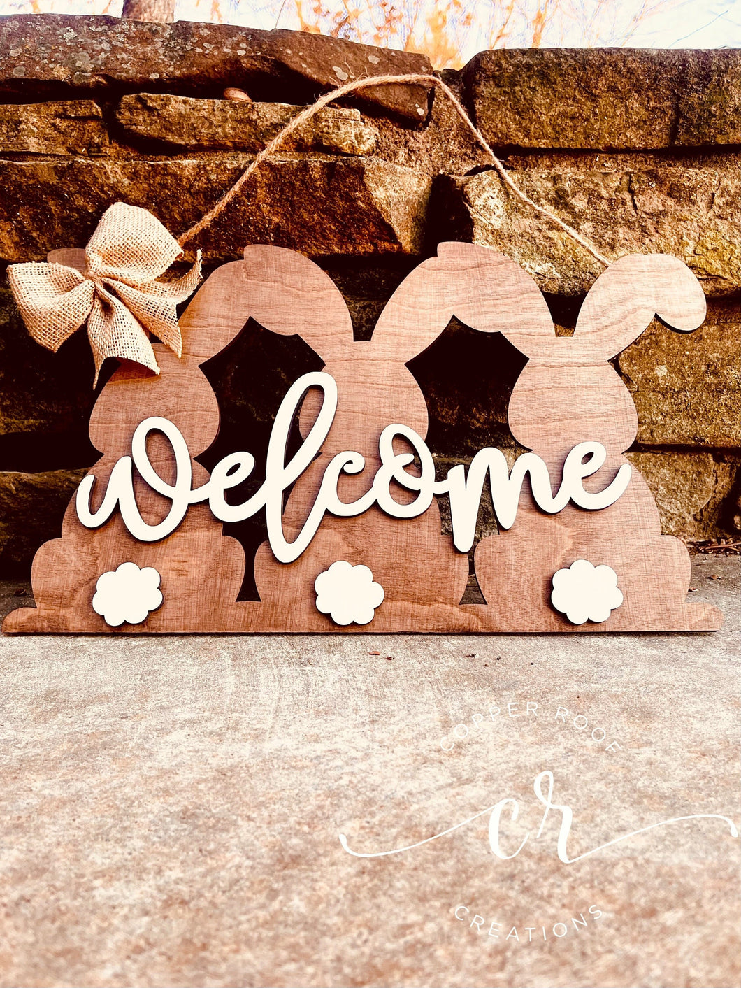 Easter Bunnies Welcome Door Hanger / Easter Welcome Sign / Easter Door Hanger
