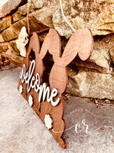 Load image into Gallery viewer, Easter Bunnies Welcome Door Hanger / Easter Welcome Sign / Easter Door Hanger
