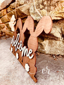 Easter Bunnies Welcome Door Hanger / Easter Welcome Sign / Easter Door Hanger
