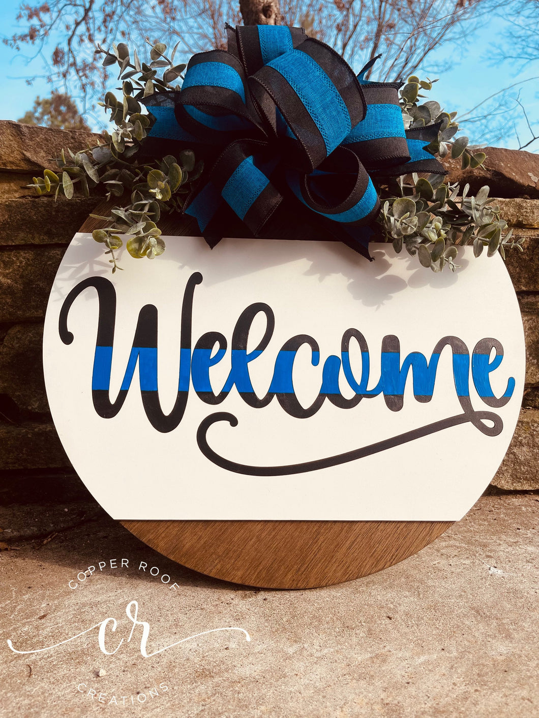 Welcome Blue Line Door Hanger / Police Welcome Sign / Blue Line Door Sign