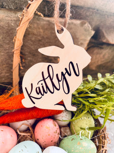 Easter Bunny Basket Tags / Basket Tags / Laser Engraved Wood Tags / Bunny Tags