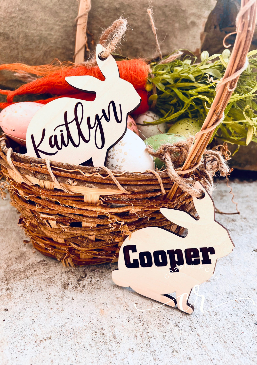 Easter Bunny Basket Tags / Basket Tags / Laser Engraved Wood Tags / Bunny Tags