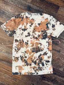 Whiskey Bent and Spell Bound / Faux Cowhide Shirt / Bleached Cowhide Shirt /Western Halloween Shirt