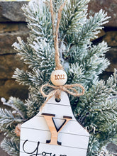 Load image into Gallery viewer, Custom Cow Tag Ornament Family Name Ornament Western Ornament Shiplap Ornament
