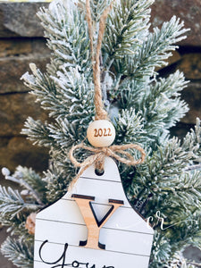 Custom Cow Tag Ornament Family Name Ornament Western Ornament Shiplap Ornament