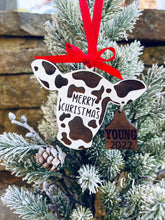 Load image into Gallery viewer, Custom Cow Ornament Custom Farm Christmas Ornament Custom Eartag
