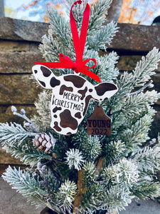 Custom Cow Ornament Custom Farm Christmas Ornament Custom Eartag