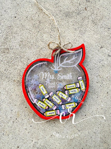 Shaker! Apple Christmas Ornament /  Shaker Ornament / Custom Teacher Ornament