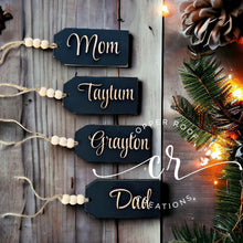 Load image into Gallery viewer, Custom Laser Cut Wood Stocking Tags Christmas Stocking Tags
