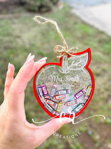 Shaker! Apple Christmas Ornament /  Shaker Ornament / Custom Teacher Ornament