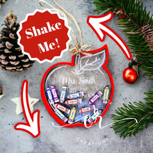 Load image into Gallery viewer, Shaker! Apple Christmas Ornament /  Shaker Ornament / Custom Teacher Ornament
