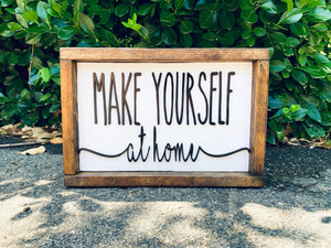 Farmhouse Style Make yourself at home laser cut sign guest room decor