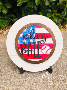 Fourth of July Theme / Summer Theme Interchangeable Shiplap Laser cut Sign with Stand 4th of July